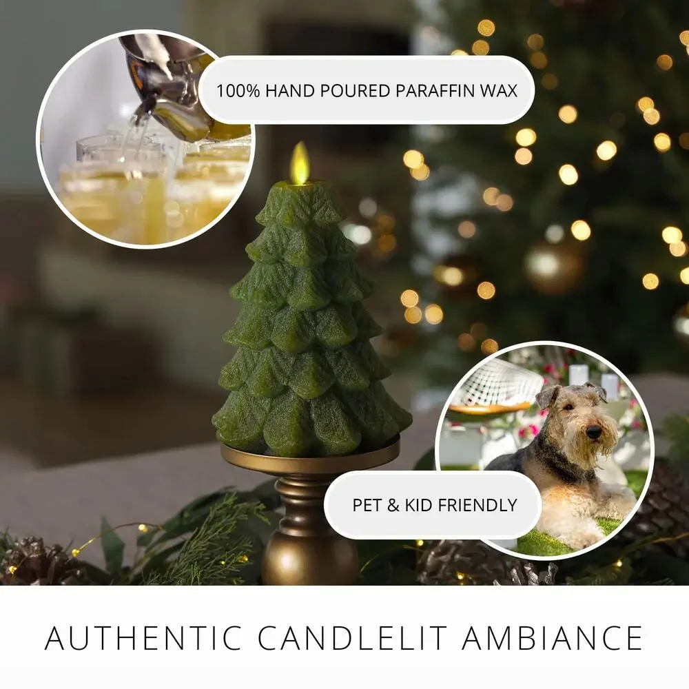 Luminara Chalky Green Christmas Tree Flameless LED Candle 6.5in Holiday New